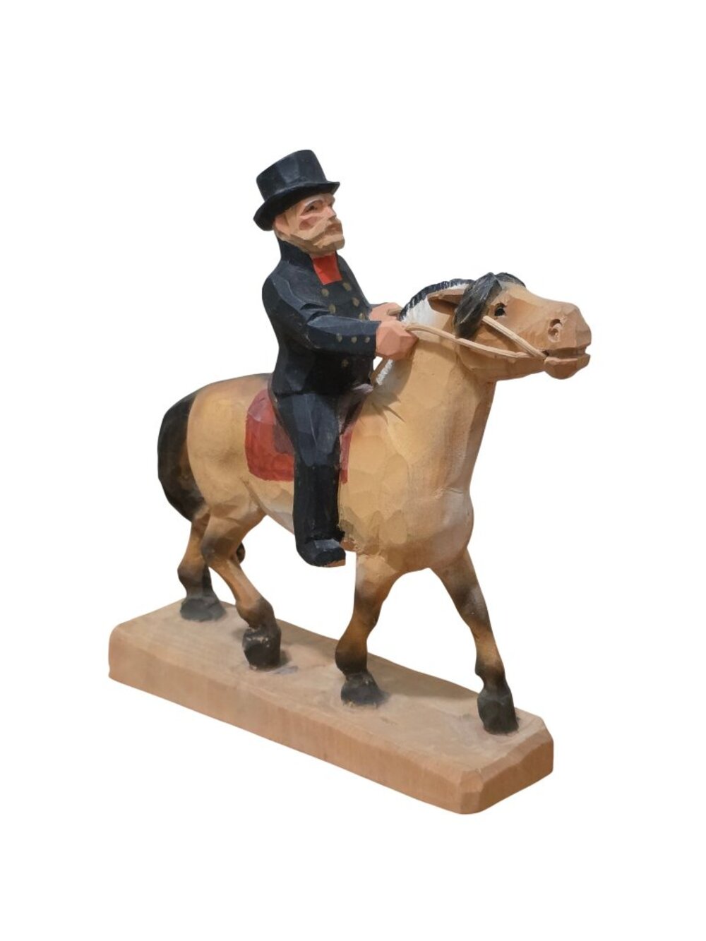 Norwegian Henning Wood Carving Old man on a Horse Wedding series Fjord